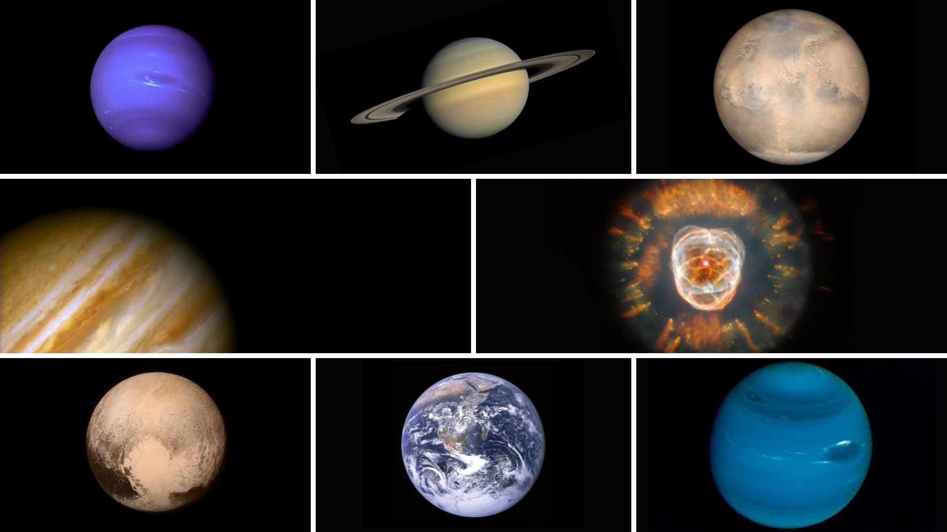 Collage of solar system photos from NASA
