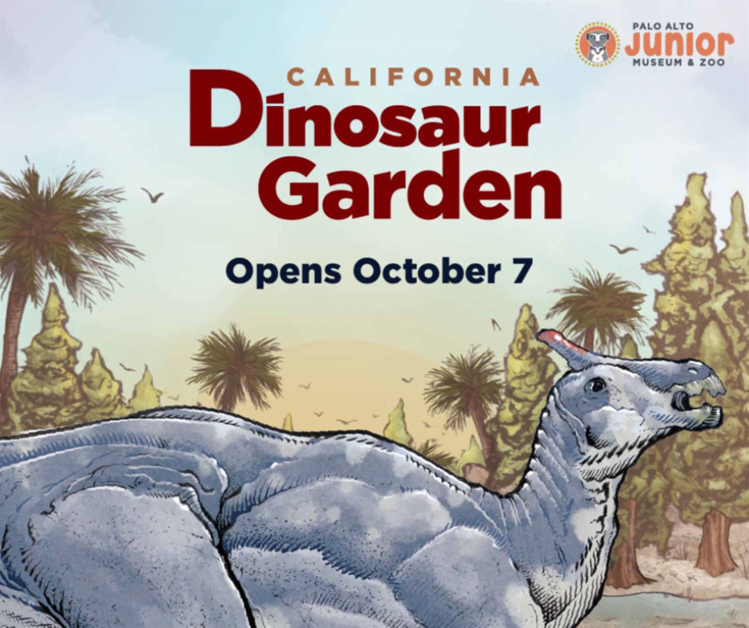Drawing of planned California Dinosaur Garden exhibit